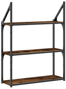 vidaXL Ραφιέρα Τοίχου με 3 Ράφια Καπνιστή Δρυς Επεξ. Ξύλο