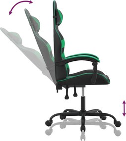 vidaXL Καρέκλα Gaming Μαύρο/πράσινο από Συνθετικό Δέρμα