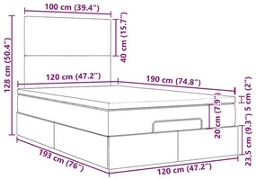 Οθωμανικό κρεβάτι με στρώμα Taupe 120x190 cm Ύφασμα - Μπεζ-Γκρι