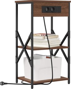 vidaXL Κομοδίνο με ράφι Καφέ δρυς 41 x 31 x 76 εκ. Επεξεργασμένο ξύλο