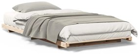 vidaXL Κρεβάτι δαπέδου Καφέ 100 x 220 cm Μασίφ ξύλο πεύκου