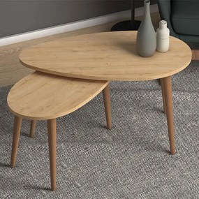 Σετ τραπεζάκια σαλονιού Spline Megapap 2 τμχ. χρώμα oak 80x40x46εκ.