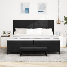 vidaXL Κρεβάτι με Βάση Στρώματος & Πάγκο Μαύρο 200x200 εκ. Υφάσματος