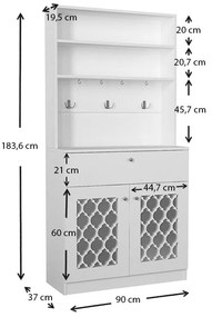 Έπιπλο κουζίνας Axel Megapap χρώμα λευκό 90x37x183,6εκ.