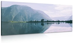 Εικόνα ζωγραφισμένα βουνά δίπλα στη λίμνη - 100x50