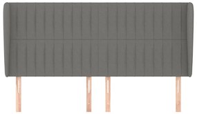 Κεφαλάρι με Πτερύγια Σκούρο Γκρι 183x23x118/128 εκ. Υφασμάτινο 3118209