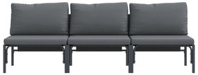 vidaXL Εξωτερικά Έπιπλα με μαξιλάρι με μαξιλάρι 3 pcs Ανθρακί Ατσάλι