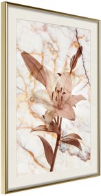 Αφίσα - Lily on Marble Background - 20x30 - Χρυσό - Με πασπαρτού