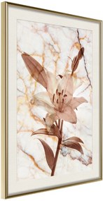 Αφίσα - Lily on Marble Background - 30x45 - Χρυσό - Με πασπαρτού