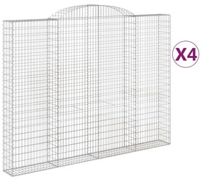 vidaXL Συρματοκιβώτια Τοξωτά 4 τεμ. 300x30x220/240 εκ. Γαλβαν. Ατσάλι