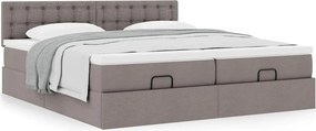 vidaXL Οθωμανικό κρεβάτι με στρώματα Taupe 160x200cm ύφασμα