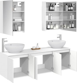 vidaXL Σετ Ντουλαπιών Μπάνιου 5 pcs Λευκό Επεξεργασμένο Ξύλο