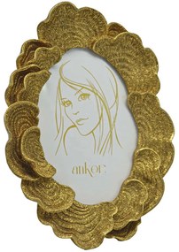Κορνίζα Οβάλ Ανάγλυφη 24343-4 10x15cm Gold Ankor Πολυέστερ