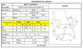 BF3600V ΠΟΛΥΘΡΟΝΑ ΓΡΑΦΕΙΟΥ ΕΠΙΣΚΕΠΤΗ, ΜΕΤΑΛΛΟ ΒΑΣΗ ΧΡΩΜΙΟ - PU ΜΑΥΡΟ