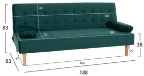 Καναπές - Κρεβάτι Wanda Βελούδο Κυπαρισσί 188x83x83Y εκ. 188x83x83 εκ.