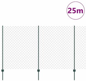 vidaXL Φράχτης με Στήλες. Πράσινο 1.4 x 25 m Ατσάλι
