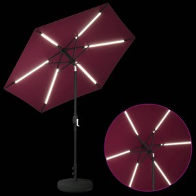 vidaXL Ομπρέλα Κήπου με LED Φώτα και Βάση 230 x 230 εκ Πολυεστέρας