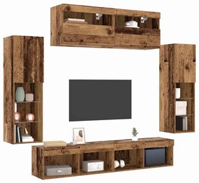 vidaXL Σετ τοίχου για τηλεόραση 6 pcs Παλαιό ξύλο 30.5 x 30 x 102 εκ