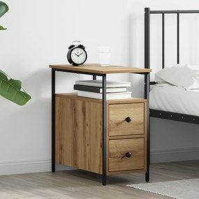 vidaXL Κομοδίνο artisan δρυς 30 x 60 x 60 εκ. Σίδηρος και μοριοσανίδα