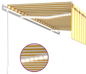 Τέντα Αυτόματη με Σκίαστρο/LED/Αισθ. Ανέμου Κίτρ/Λευκό 5 x 3 μ. - Κίτρινο