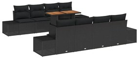 vidaXL Σέτ φαγητού για κήπο 9 pcs Μαύρο, Καφέ 100 x 55 x 73 εκ