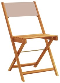 vidaXL Καρέκλες Μπιστρό 2 τεμ. Taupe Μασίφ Ξύλο Ακακίας & Ύφασμα