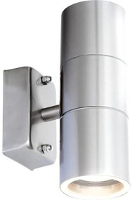 Απλίκα Φωτιστικό Τοίχου Σποτ 2xGU10 LED 4,9W Ασημί IP44 Up Down Style 3201-2L Globo Lighting-3201-2L-Ασημί 3201-2L