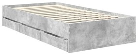 vidaXL Σκελετός Κρεβατιού Σκυρόδεμα Γκρι 90 x 200 cm Μηχανήματος Ξύλο
