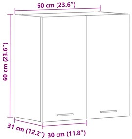ντουλάπι τοίχου κουζίνας Artisan Oak 60x31x60 cm Επεξεργ. Ξύλο - Καφέ