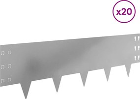 vidaXL Περίγραμμα γκαζόν 20 τμχ. 100 x 30 cm Γαλβανισμένος Χάλυβας