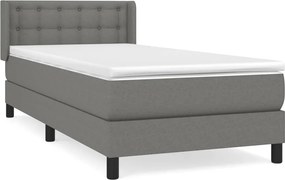 vidaXL Κρεβάτι Boxspring με Στρώμα Σκούρο Γκρι 100x200 εκ. Υφασμάτινο