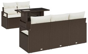 vidaXL Σετ Καναπέ Κήπου 6 pcs Καφέ και κρεμ 100 x 55 x 73 εκ.