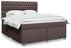 VidaXL Κρεβάτι Boxspring με Στρώμα Σκούρο Καφέ 180x200 εκ Υφασμάτινο