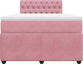 vidaXL Κρεβάτι Boxspring με Στρώμα Ροζ 120x200 εκ. Βελούδινο