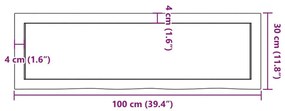 Ράφι Τοίχου Ανοιχτό Καφέ 100x30x(2-4)εκ. Επεξ. Μασίφ Ξύλο Δρυός - Καφέ