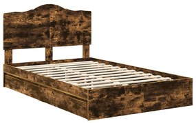 vidaXL Κρεβάτι Αποθήκης Καπνιστό Δρύς 120 x 200 cm Επεξεργασμένο ξύλο