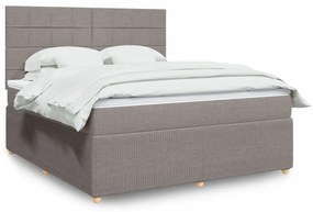 Κρεβάτι Boxspring με Στρώμα Taupe 180x200 εκ. Υφασμάτινο - Μπεζ-Γκρι