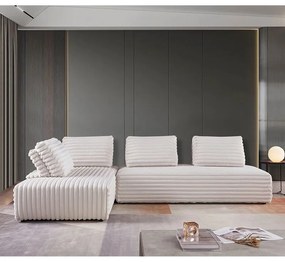 WOODWELL Ε9417,2BRISTOL Καναπές Σαλονιού Καθιστικού Πολυμορφικός, Τεχνητή Γούνα Άσπρο 318x212x106  H.89cm Ε9417,2