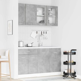 vidaXL Μονάδα κουζίνας Lyon 4 pcs Γκρι Σκυροδέματος Επεξεργασμένο Ξύλο