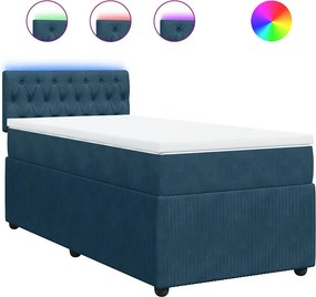 vidaXL Κρεβάτι Boxspring με Στρώμα Μπλε 90x200 εκ. Βελούδινο