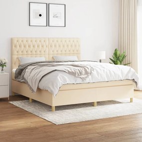 ΚΡΕΒΑΤΙ BOXSPRING ΜΕ ΣΤΡΩΜΑ ΚΡΕΜ 180X200 ΕΚ. ΥΦΑΣΜΑΤΙΝΟ 3142598