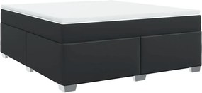 vidaXL Κρεβάτι Boxspring με Στρώμα Μαύρο 180x200εκ.από Συνθετικό Δέρμα