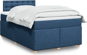 vidaXL Κρεβάτι Boxspring με Στρώμα Μπλε 120x190 εκ. Υφασμάτινο