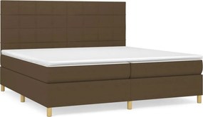 vidaXL Κρεβάτι Boxspring με Στρώμα Σκούρο Καφέ 200x200 εκ. Υφασμάτινο