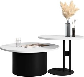 Τραπεζάκια Σαλονιού Monar-Λευκό - Μαύρο