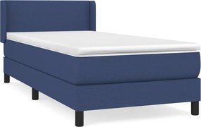 vidaXL Κρεβάτι Boxspring με Στρώμα Μπλε 90x200 εκ.Υφασμάτινο