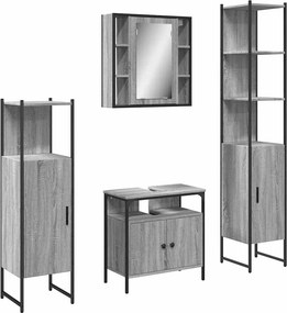 vidaXL Σετ Επίπλων Μπάνιου 4 Τεμαχίων Γκρι Sonoma Επεξεργασμένο Ξύλο