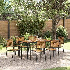vidaXL Σέτ φαγητού για κήπο 7 pcs Μαύρο 150 x 90 x 75 cm