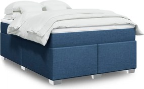 vidaXL Κρεβάτι Boxspring με Στρώμα Μπλε 160x200 εκ. Υφασμάτινο