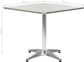 vidaXL Τραπέζι Κήπου Ασημί 80 x 80 x 70 εκ. Αλουμινίου